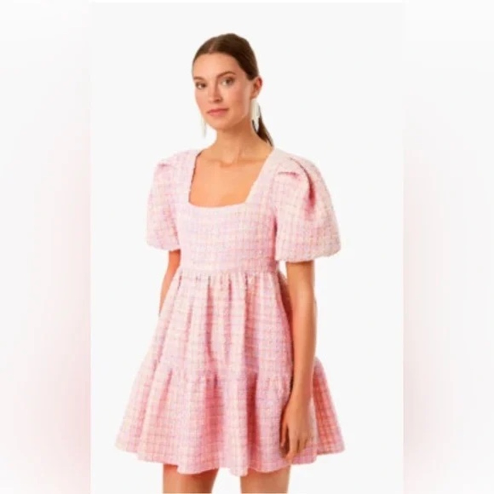 Hyacinth House Pink Puff Sleeve Dress M